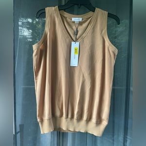 Calvin Klein Women Beige classic sleeveless new tank top